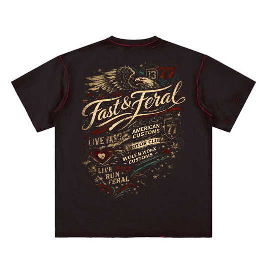 Wolf Worx Customs Fast & Feral Hand-frayed Reversible T-shirt