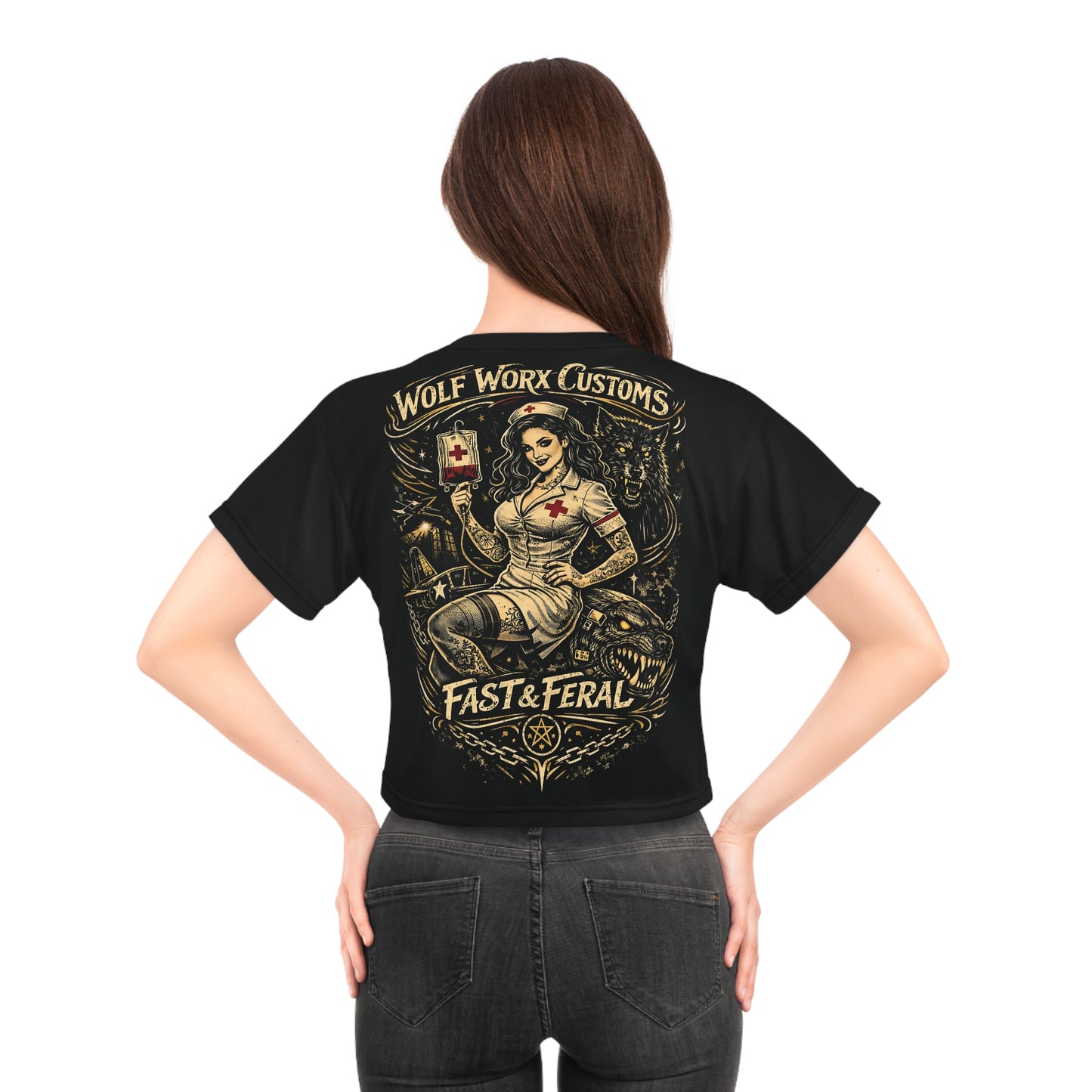 Wolf Worx Customs Fast & Feral Hot Rod Heroes Medical Cropped Baby T
