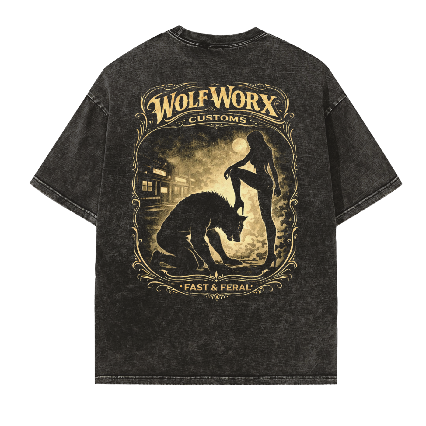 Wolf Worx Customs Gasoline Gospel KNEEL Pinstripe Vintage Washed Frayed Edge T-Shirt