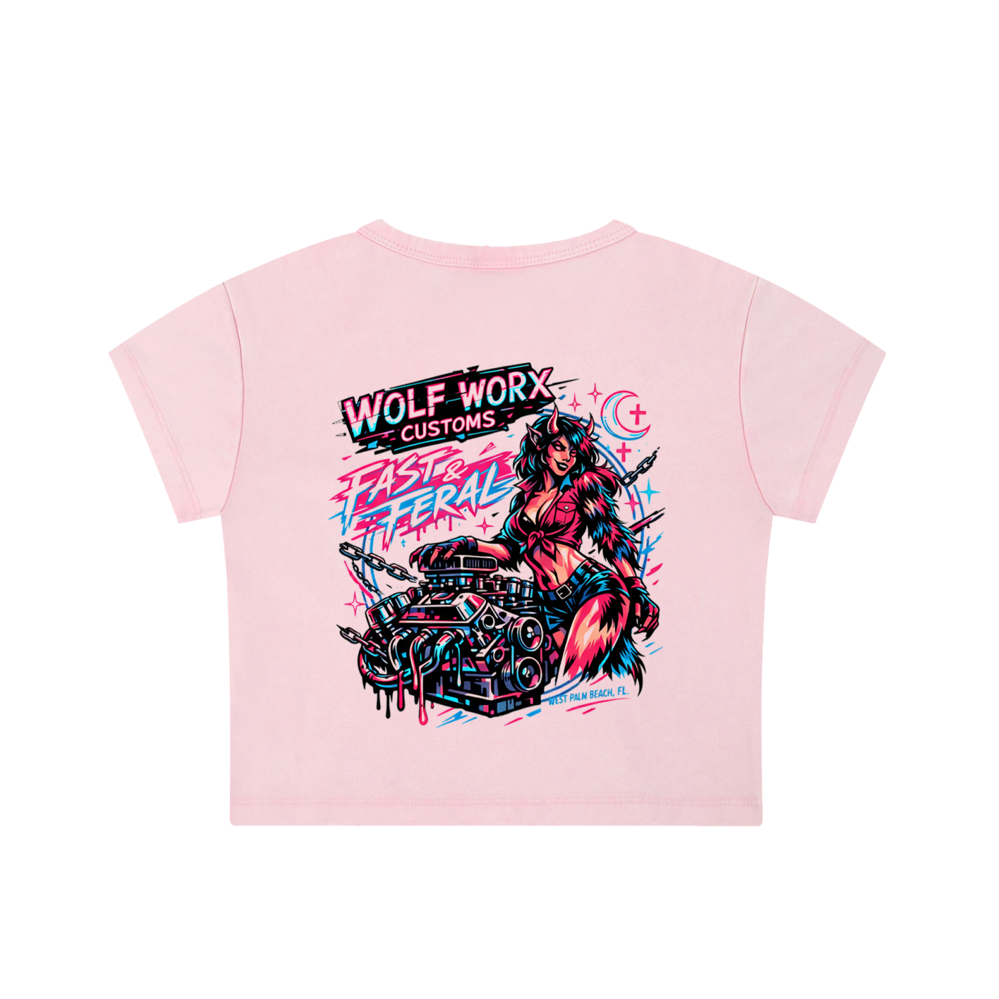 Fast & Feral NEON Snow Washed Crop Top