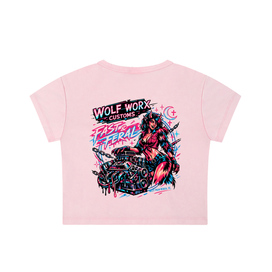 Fast & Feral NEON Snow Washed Crop Top