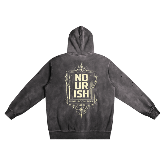 No Ur Ish NOURISH Distressed Vintage Wash Hoodie