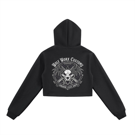 Wolf Worx Customs Sunshine State Mafia Barbed Wire Essential Cropped Zip-Up Hoodie