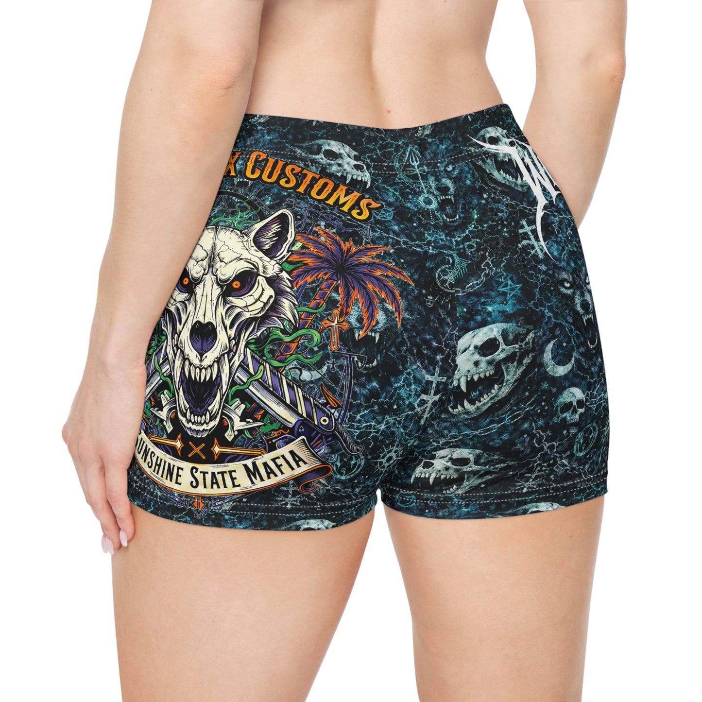 Fast & Feral Sunshine State Mafia Womens Blue Pattern Shorts