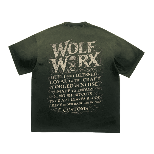 Wolf Worx Customs Pack Over Everything Words To Live By Tiger Stripe Gradient Washed T-Shirt