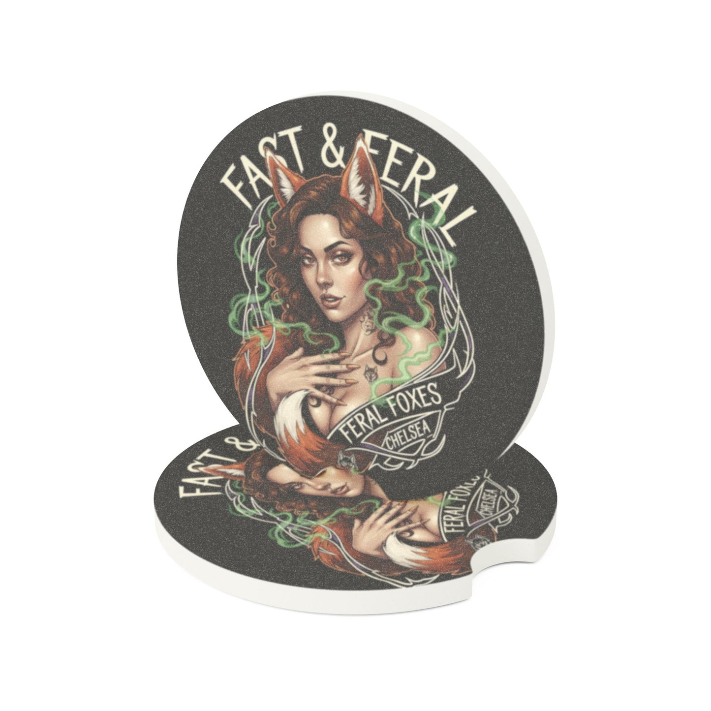 Feral Foxes Chelsea Car Coaster