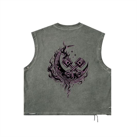 Wolf Worx Customs Fast & Feral Pinstripe Distressed Grommet Eyelet Tank Top