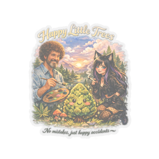 Kenzie Killz Manic Merch Happy Little Trees Bob Ross Sticker