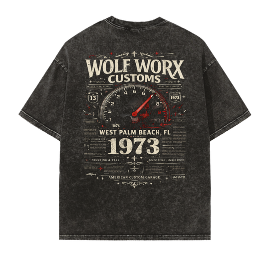 Wolf Worx Customs Gasoline Gospel Redline Vintage Washed Frayed Edge T-Shirt