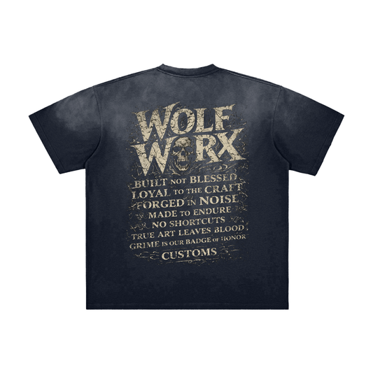 Wolf Worx Customs Words To Live By Vintage Washed Frayed T-Shirt