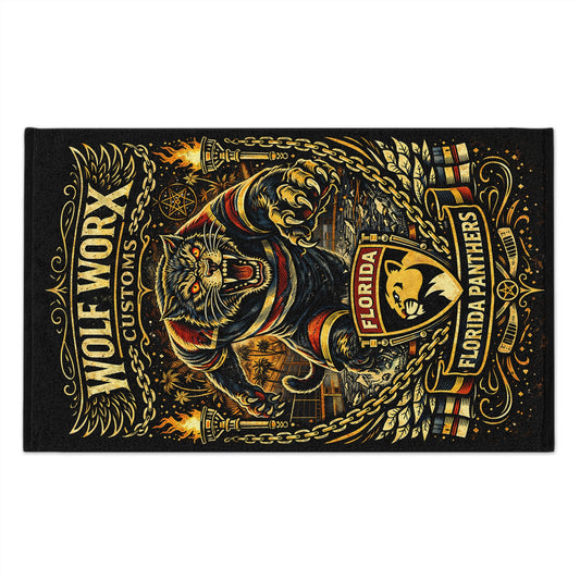 Wolf Worx Customs Florida Panthers Fan Rally Towel — Vintage Winter Classic Jersey Meets Von Dutch Pinstripe Hand Designed