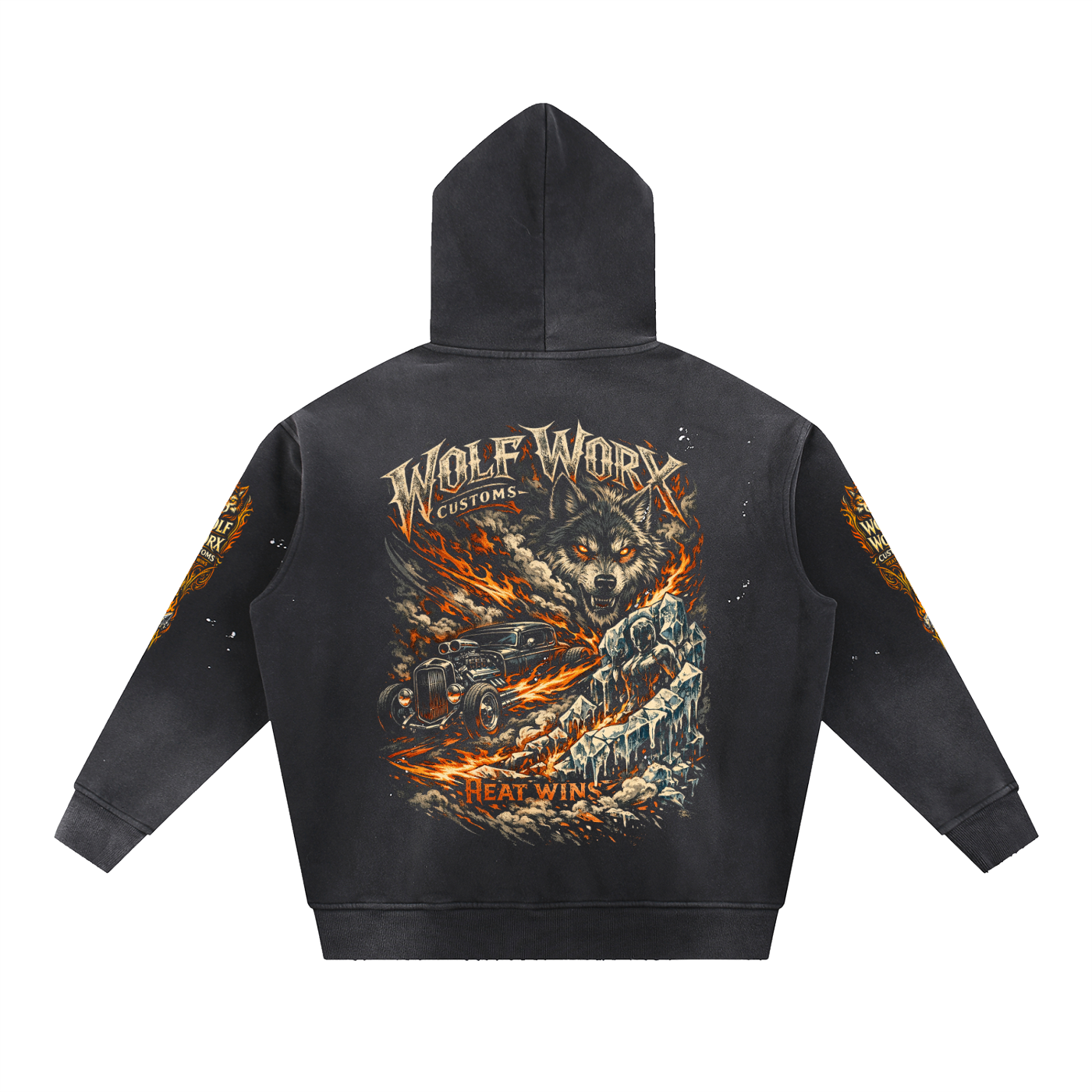 HEAT WINS! PROTEST Pinstripe Vintage Washed Frayed Fleece Hoodie