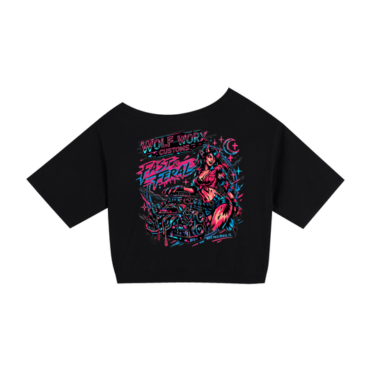 Fast & Feral Neon Asymmetric Shoulder Oversized Cotton T-Shirt