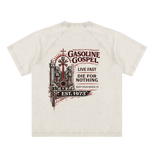 Wolf Worx Customs Gasoline Gospel Vintage Washed Raglan Cotton T-Shirt