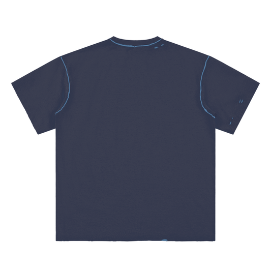 Wolf Worx Customs Fast & Feral Blue Hand-frayed Reversible T-shirt