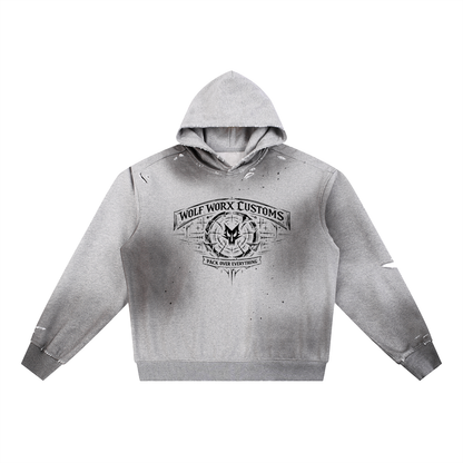 Wolf Worx Customs Pack Over Everything Sigil Sun Fade Frayed Fleece Hoodie