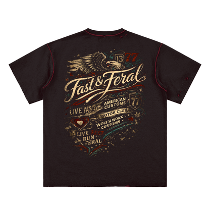 Wolf Worx  Customs Fast & Feral Hand-frayed Reversible T-shirt