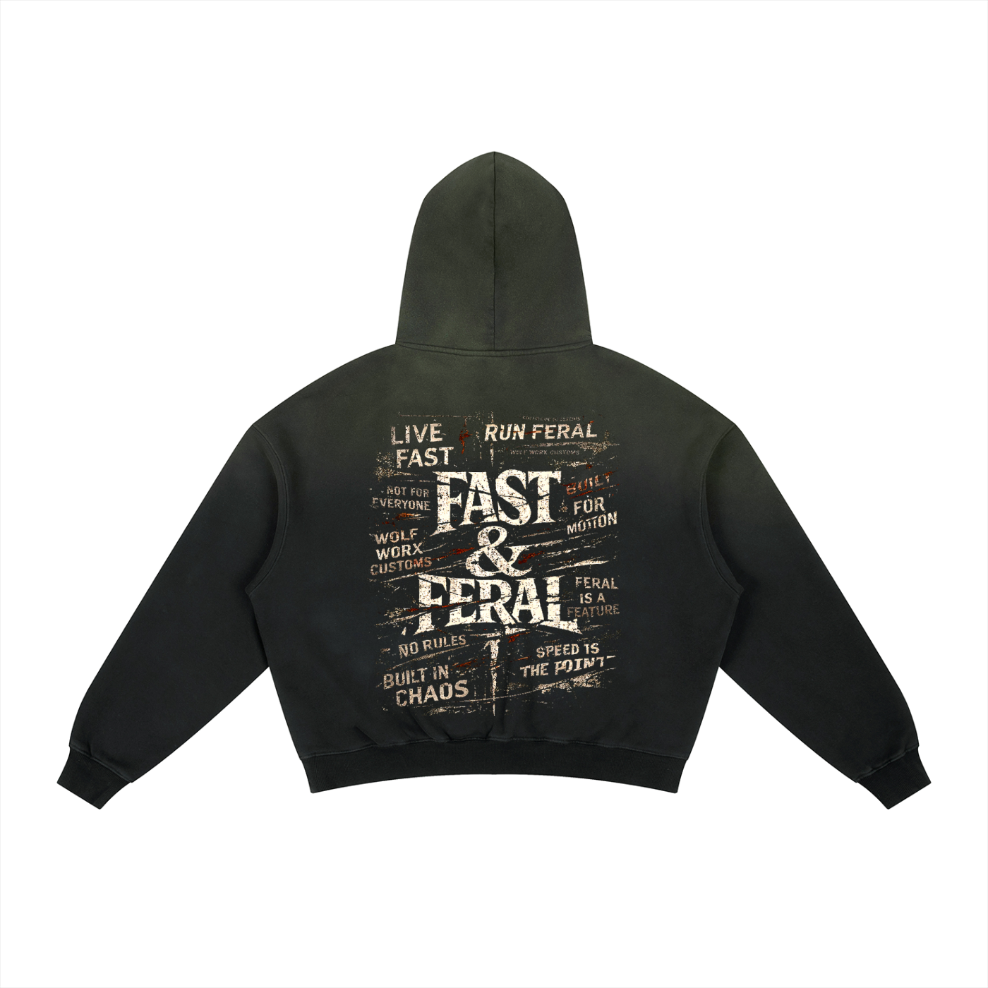 Fast & Feral Frayed Sunfade Boxy Fleece Hoodie