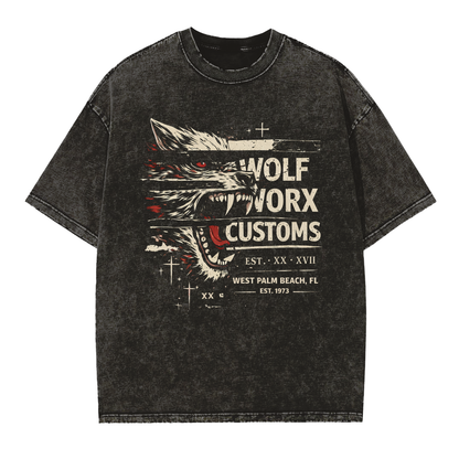 Wolf Worx Customs Gasoline Gospel Redline Vintage Washed Frayed Edge T-Shirt