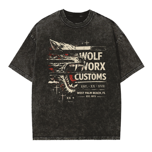 Wolf Worx Customs Gasoline Gospel Redline Vintage Washed Frayed Edge T-Shirt