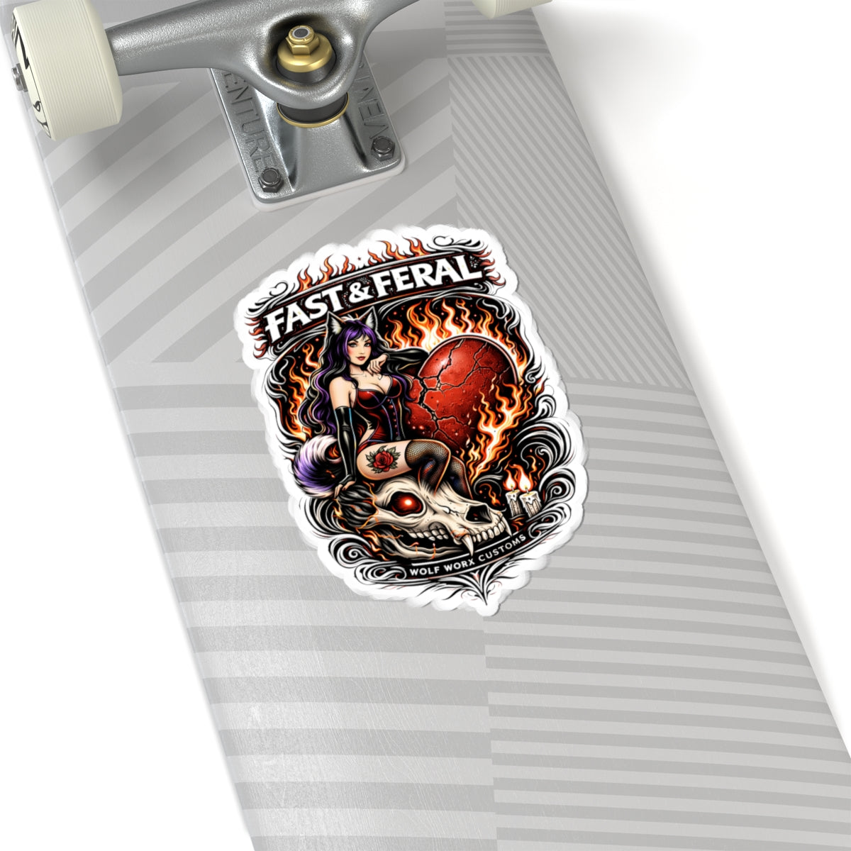 Wolf Worx Customs Heart Feral Pinup Sticker