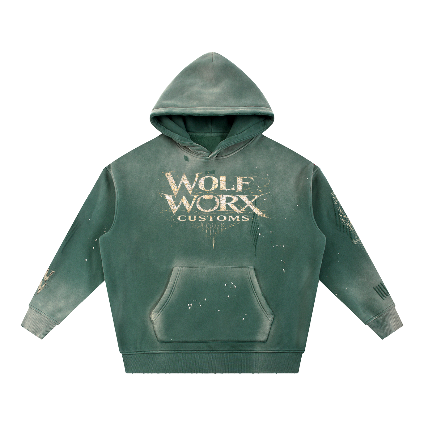 Wolf Worx Customs Words To Live By Vintage Washed Frayed Fleece Hoodie