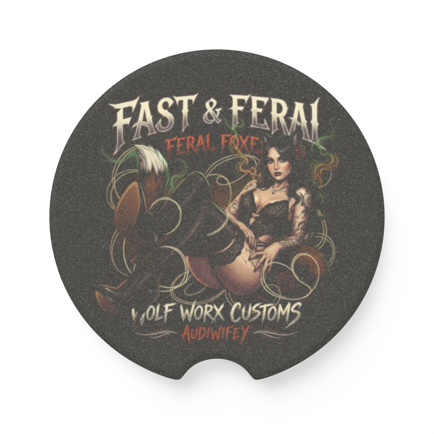 Feral Foxes Audiwifey Car Coaster