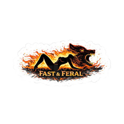 Wolf Worx Customs Fast & Feral Laying Flames Sticker