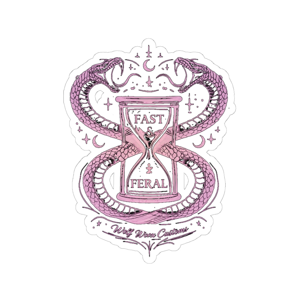 Wolf Worx Customs Fast & Feral Snakes Hourglass Sticker