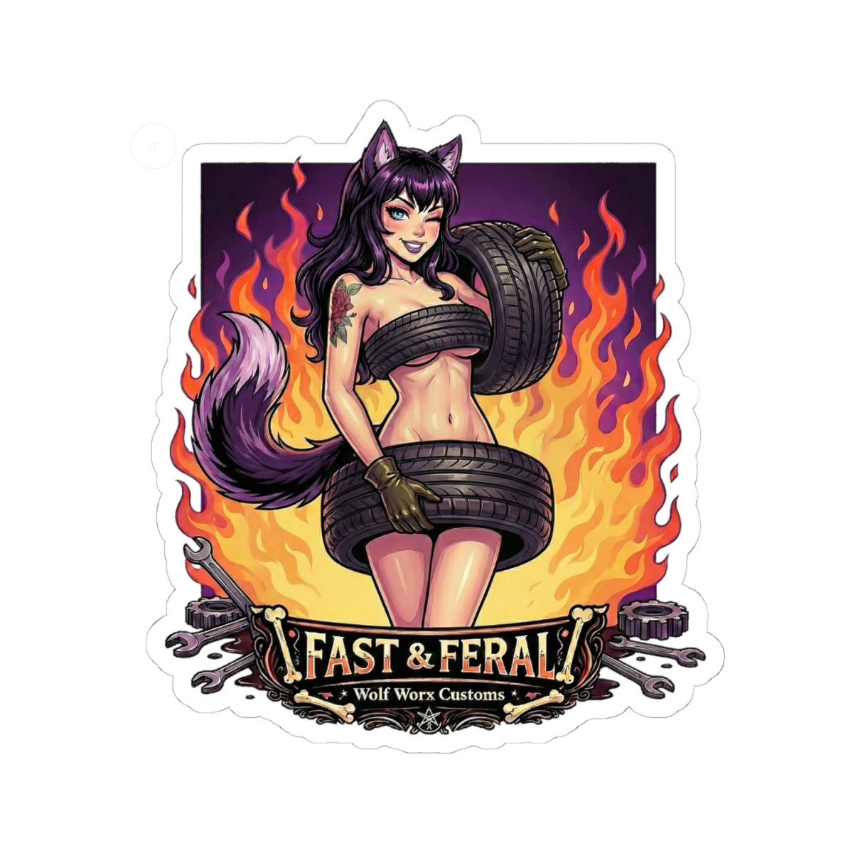 Wolf Worx Customs Fast & Feral Anime Sticker