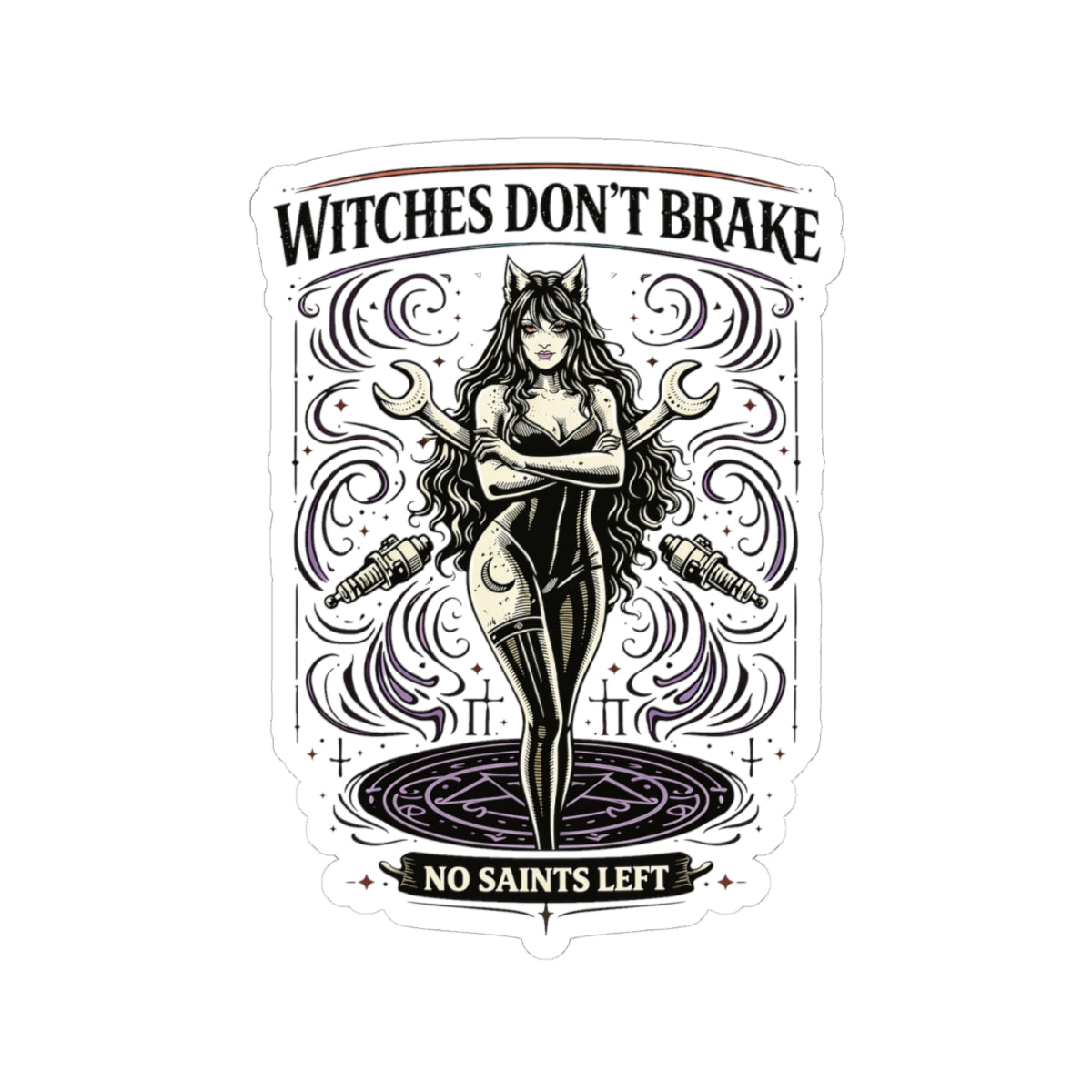 Wolf Worx Customs Witches Don't Break Sticker
