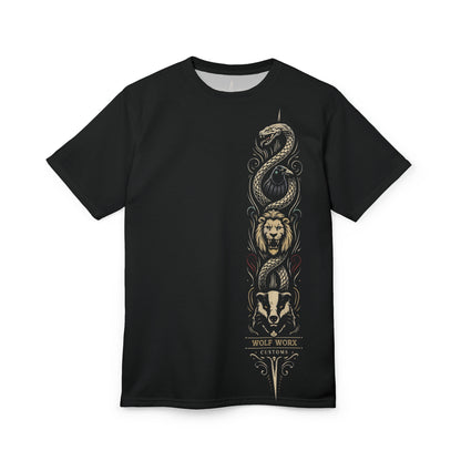 Wolf Worx Customs "Hogwarts Hotrods" Fast and Feral Choose Your House T- Shirt