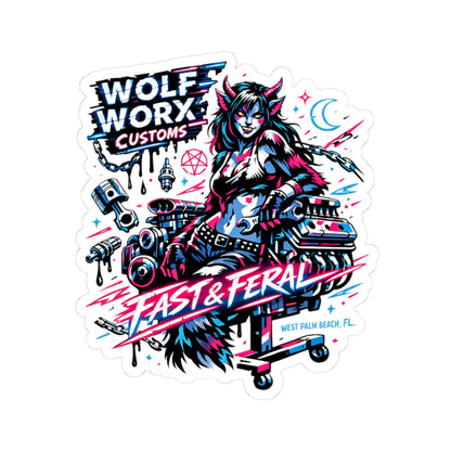Wolf Worx Customs Neon Girl Sticker