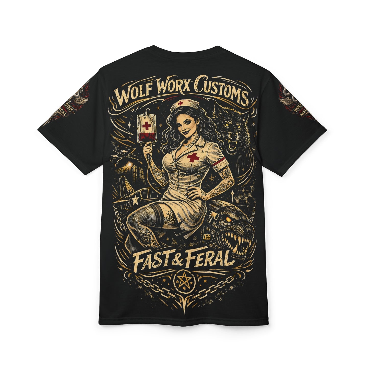 Wolf Worx Customs Fast & Feral Hot Rod Heroes Medical T Shirt