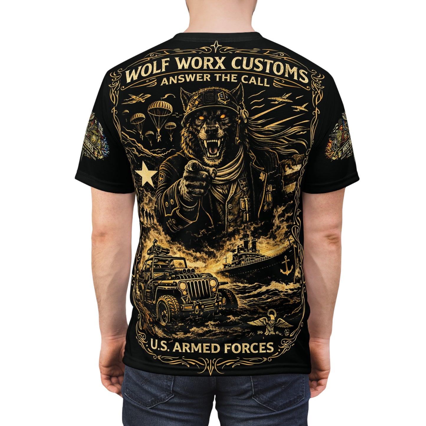 Wolf Worx Customs Hot Rod Heroes US Armed Forces T Shirt