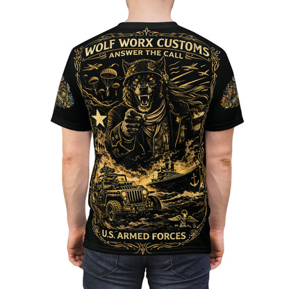 Wolf Worx Customs Hot Rod Heroes US Armed Forces T Shirt