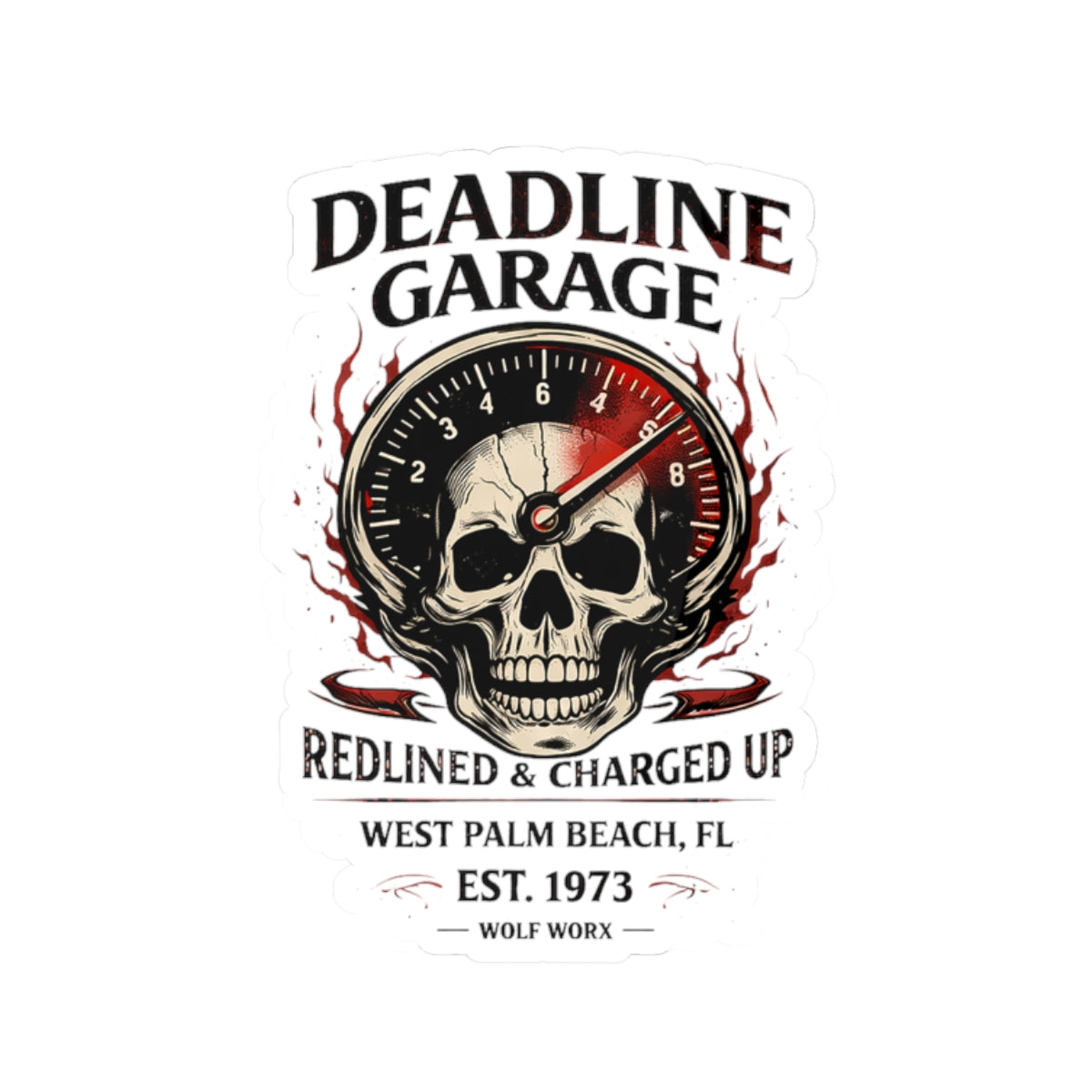 Wolf Worx Customs Deadline Garage Sticker