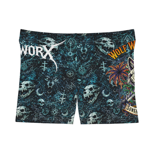 Fast & Feral Sunshine State Mafia Womens Blue Pattern Shorts