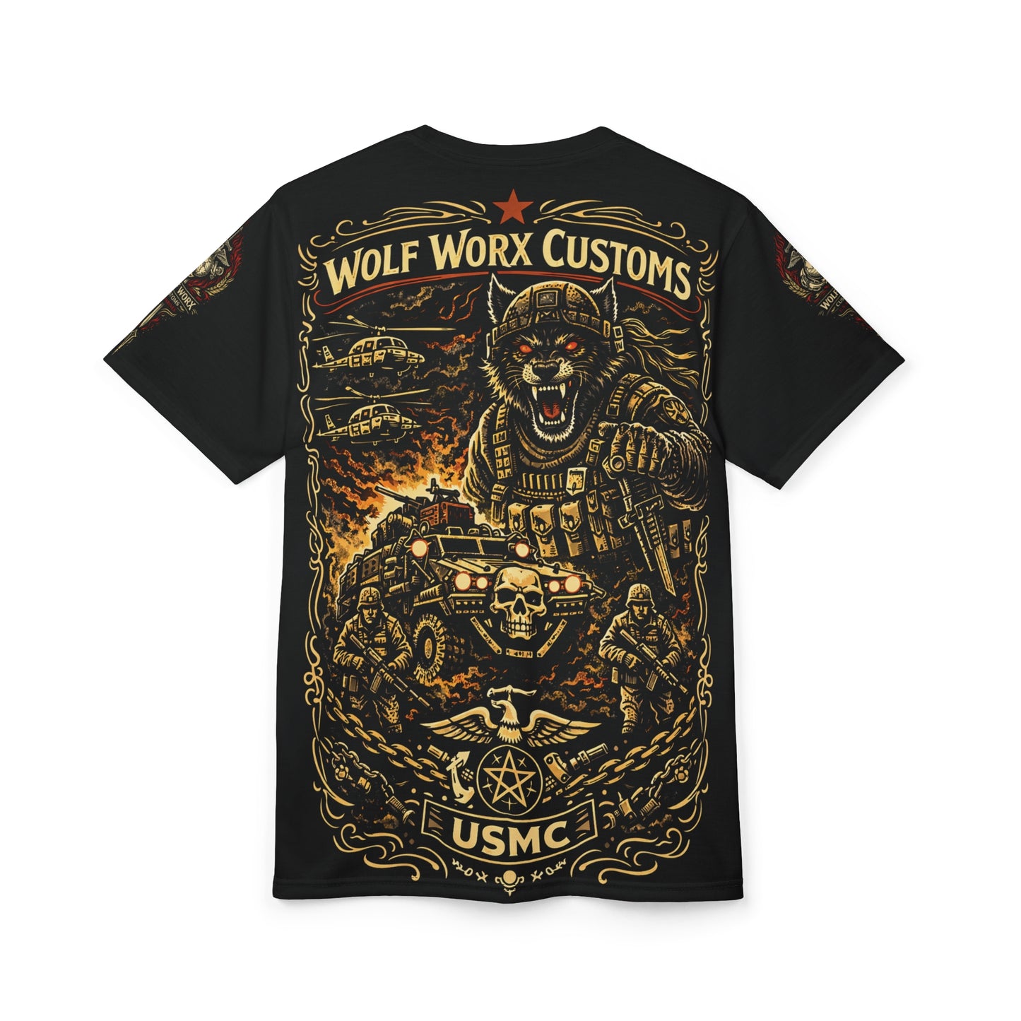 Wolf Worx Customs Hot Rod Heroes US Marines T Shirt