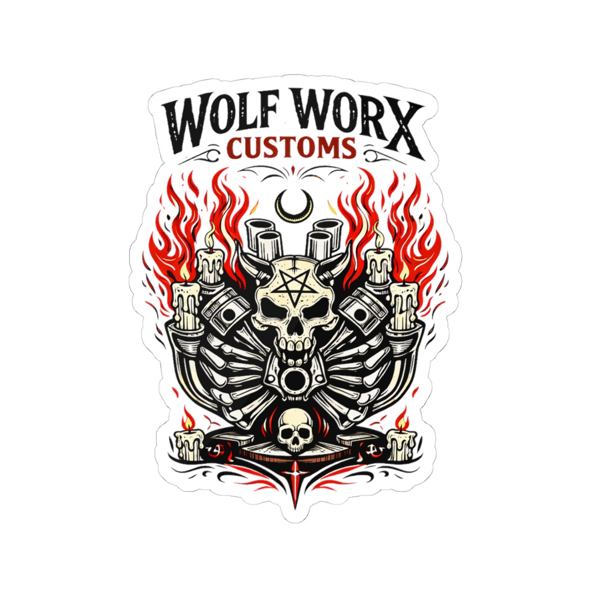 Wolf Worx Customs Motor Fire Sticker