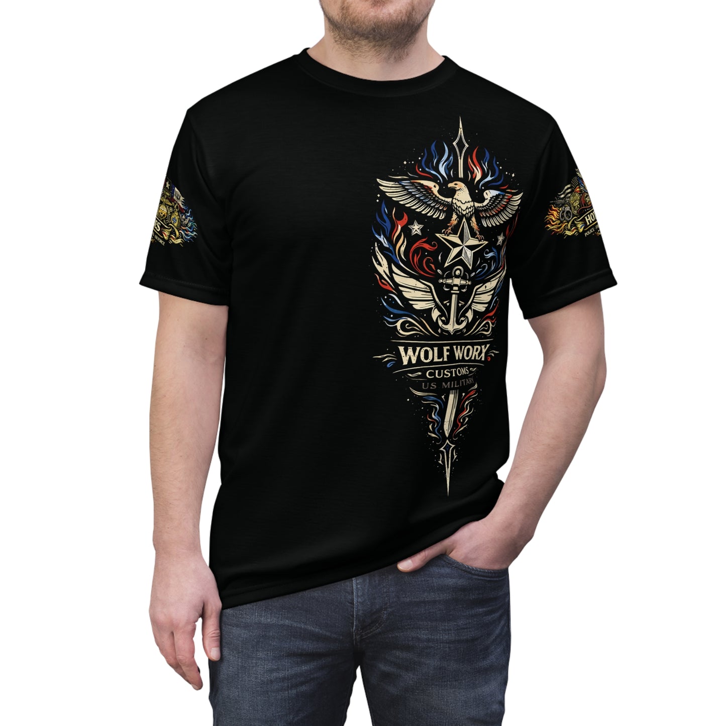 Wolf Worx Customs Hot Rod Heroes US Armed Forces T Shirt