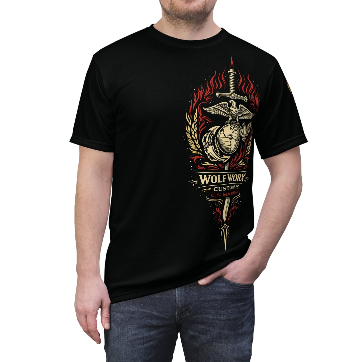 Wolf Worx Customs Hot Rod Heroes US Marines T Shirt