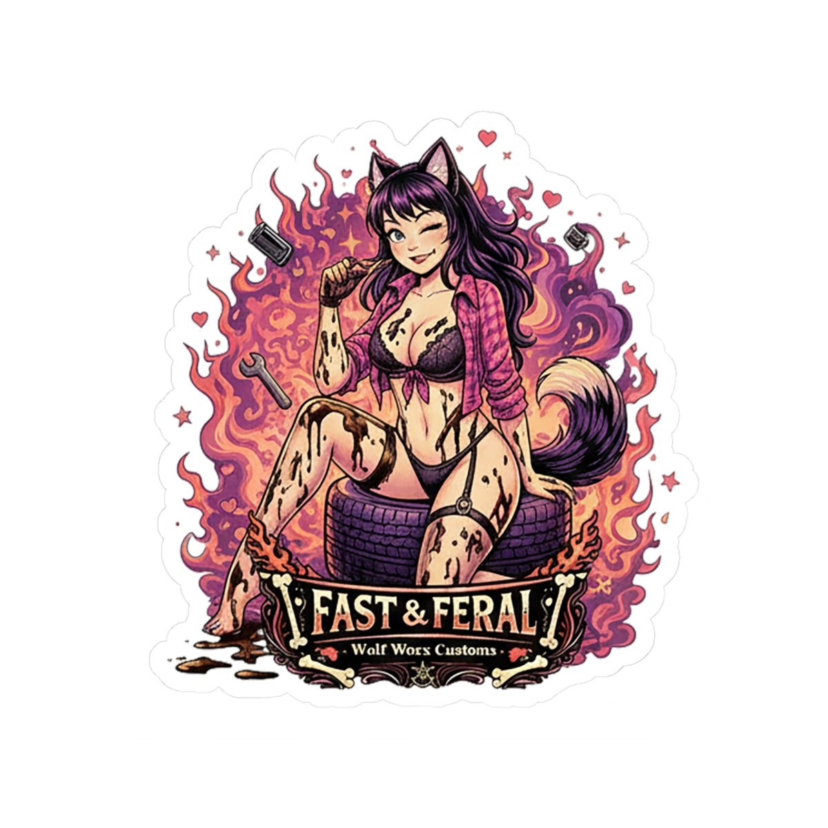 Wolf Worx Customs Fast & Feral Anime Sticker
