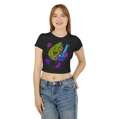 Happy Cannabis Bud Holding Bong Baby Tee | Cute Stoner Cartoon Tee