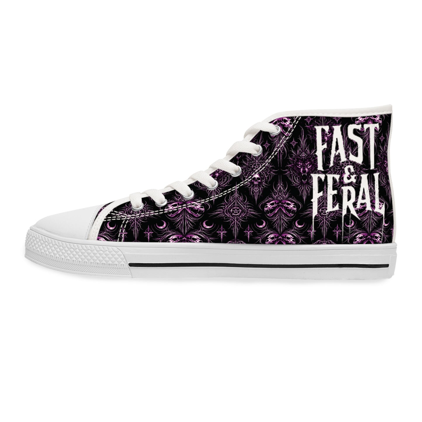 Fast & Feral Purple Skull Women's High Top Sneakers
