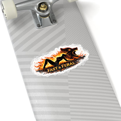 Wolf Worx Customs Fast & Feral Laying Flames Sticker