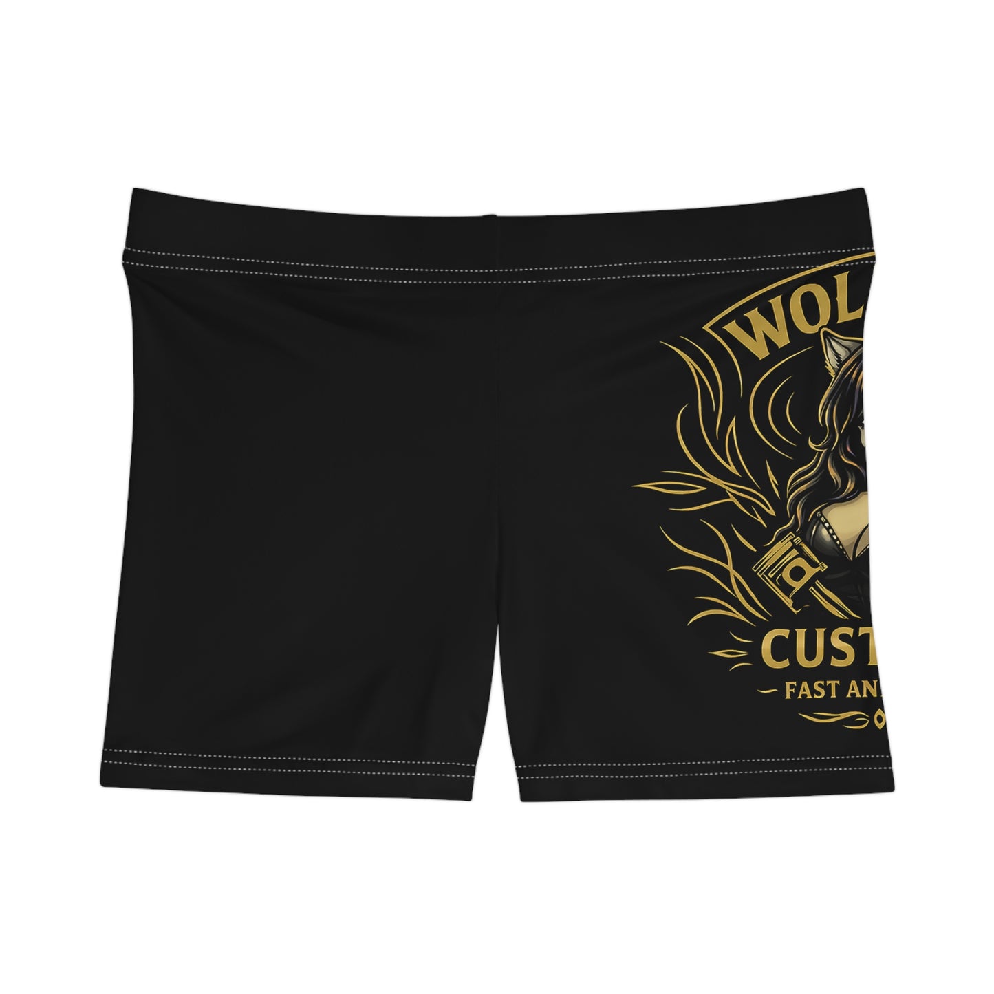 Wolfpack Custom Motors Women's Athletic Shorts — Retro Motorcycle Logo
