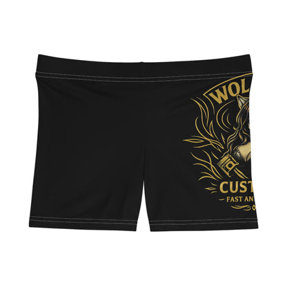 Wolfpack Custom Motors Women's Athletic Shorts — Retro Motorcycle Logo