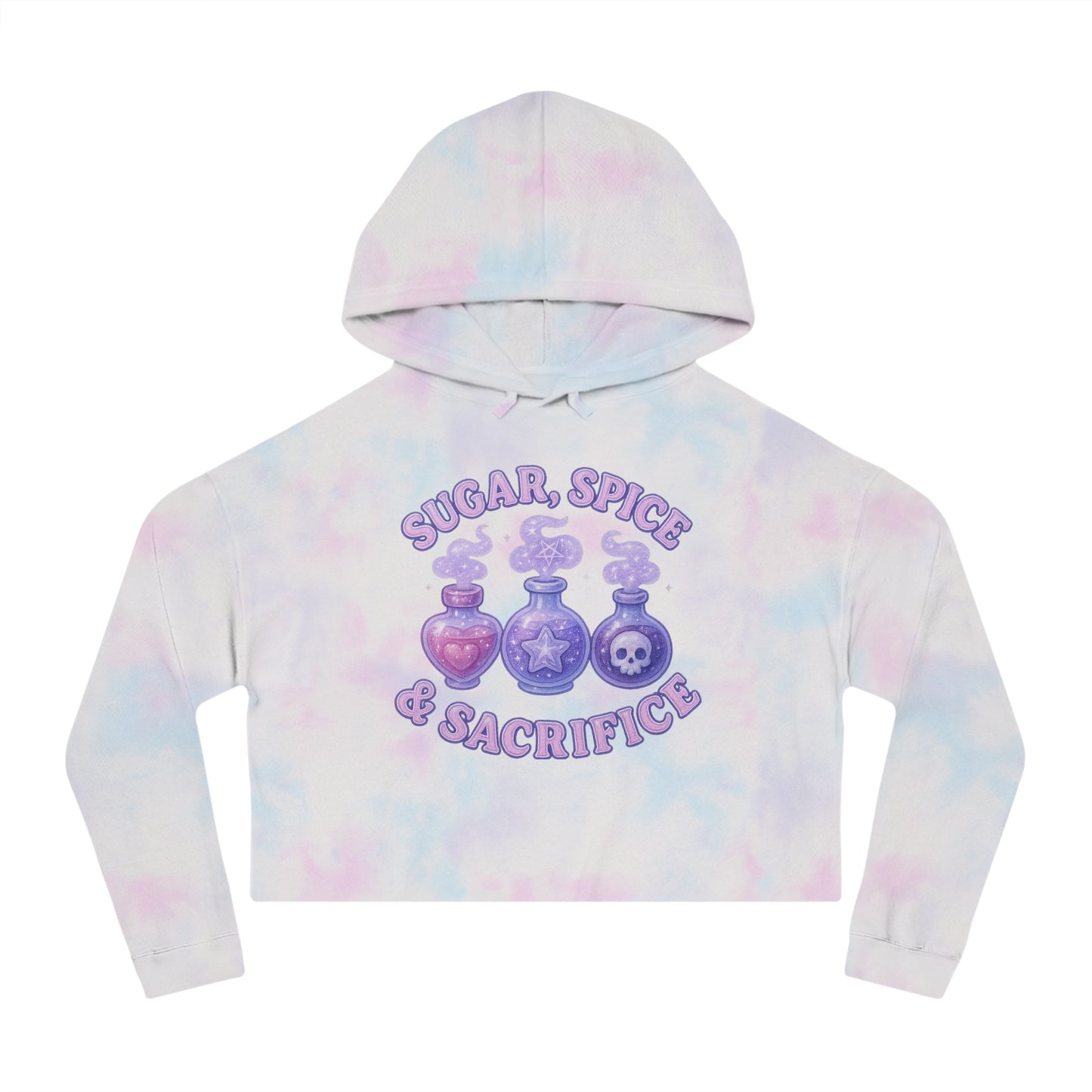 Sugar, Spice & Sacrifice cropped hoodie | Potion bottles witchy graphic