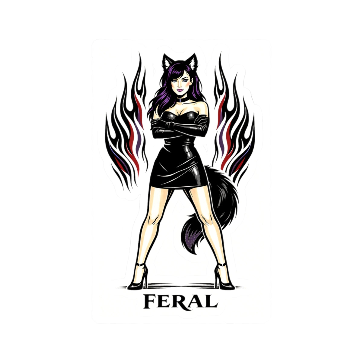 Wolf Worx Customs Feral Pinup Sticker